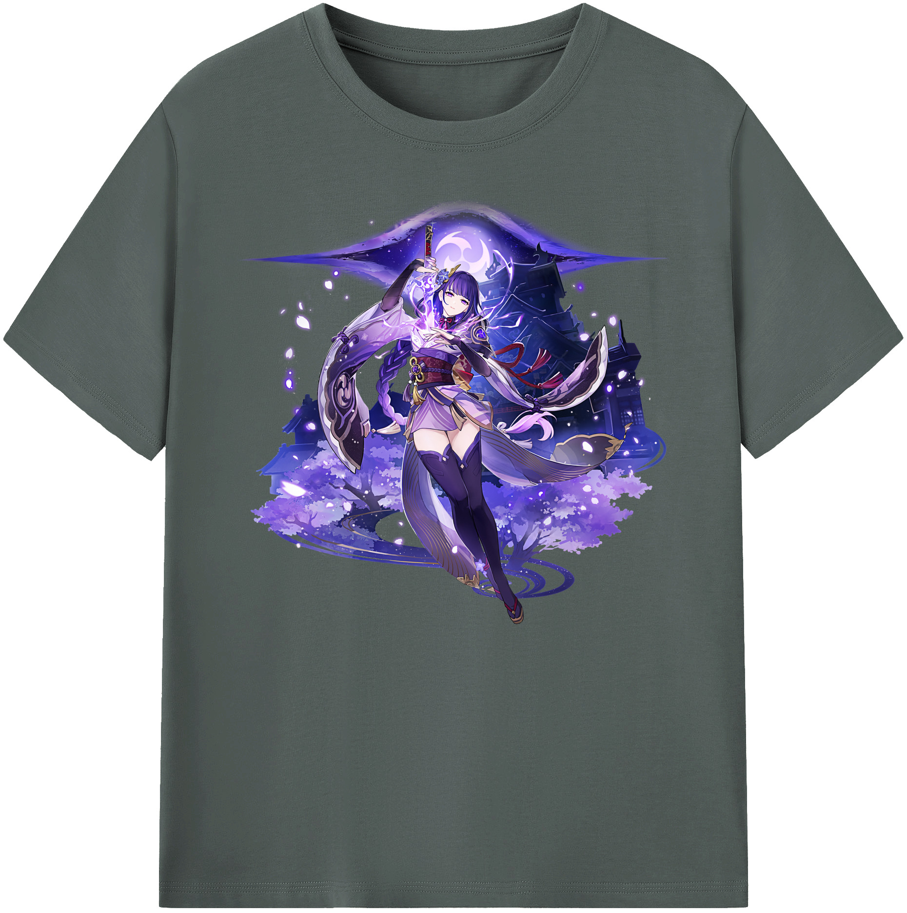 げんし神 雷電将軍 らいでんしょうぐん genshin Raiden Shogun 綿100％ メンズ半袖Tシャツ｜肌触りやわらか＆通気性